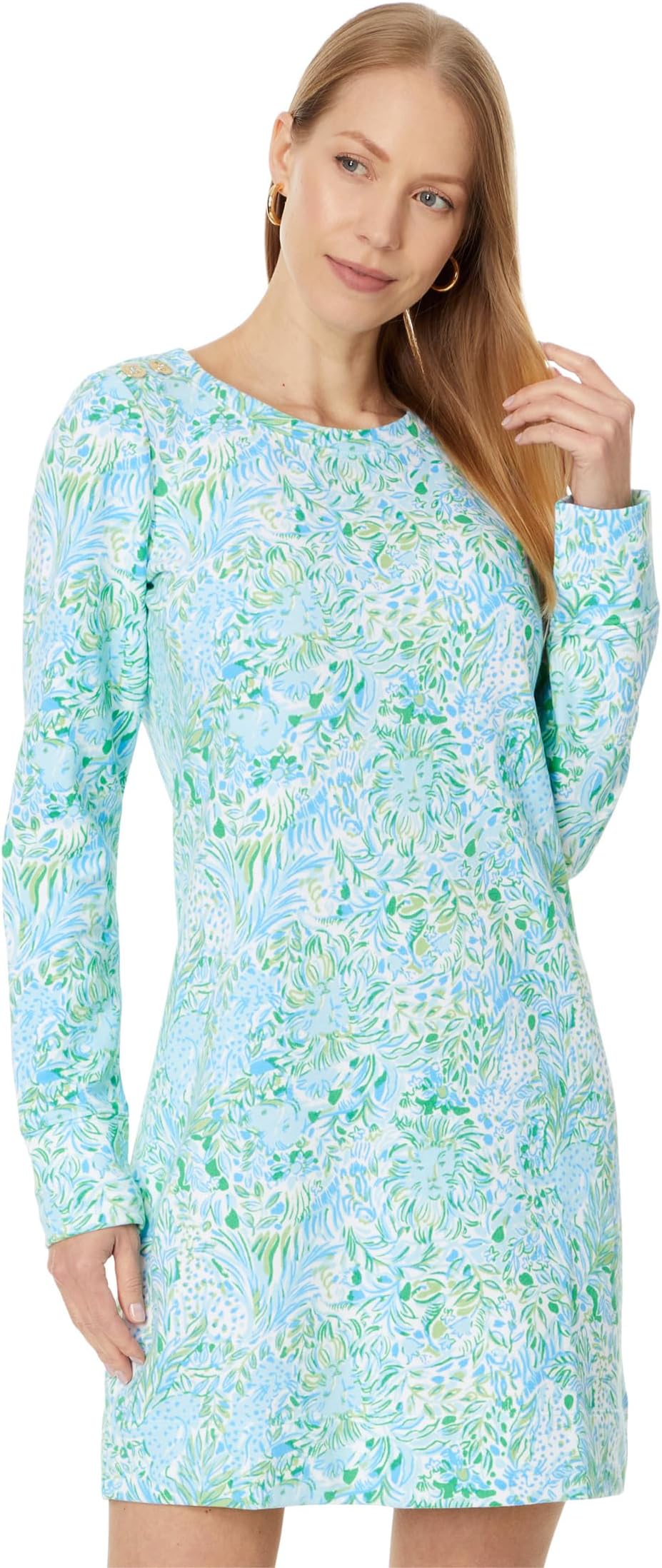 

Платье Lilly Pulitzer Kenley Long Sleeve Crewneck, цвет Hydra Blue Dandy Lions