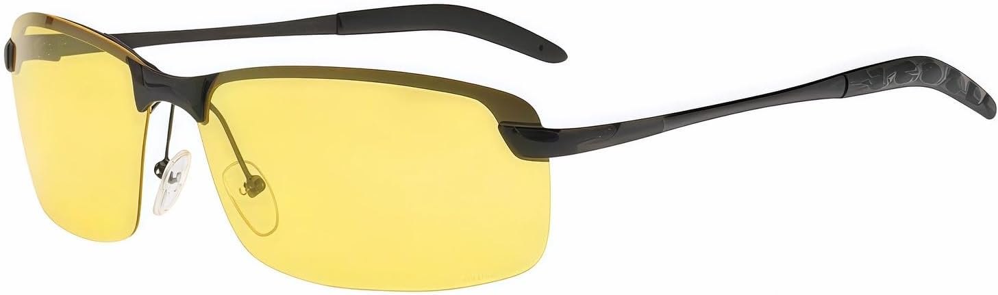 

Поляризованные очки для вождения в ночное время с антибликовым покрытием - для ночного видения, поляризованные солнцезащитные очки с защитой UV400 - для вождения Hiiooweiyi, Black Framed Yellow Lens