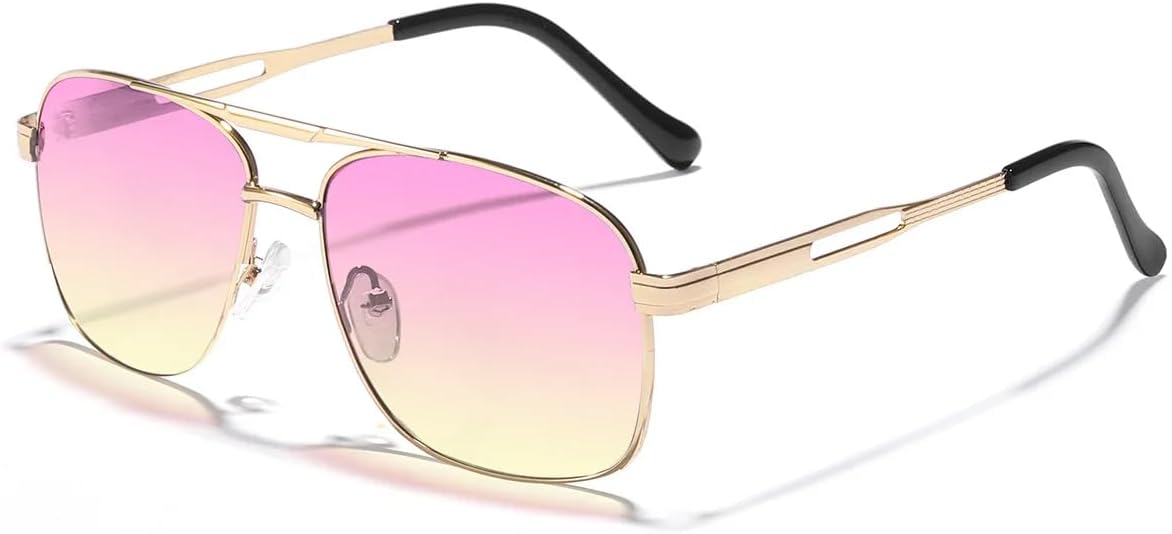 

Солнцезащитные очки с защитой UV400 | Панк, металлические петли, градиентные линзы | для женщин и мужчин, для занятий спортом на открытом воздухе и путешествий DSVIGF, Golden Pink