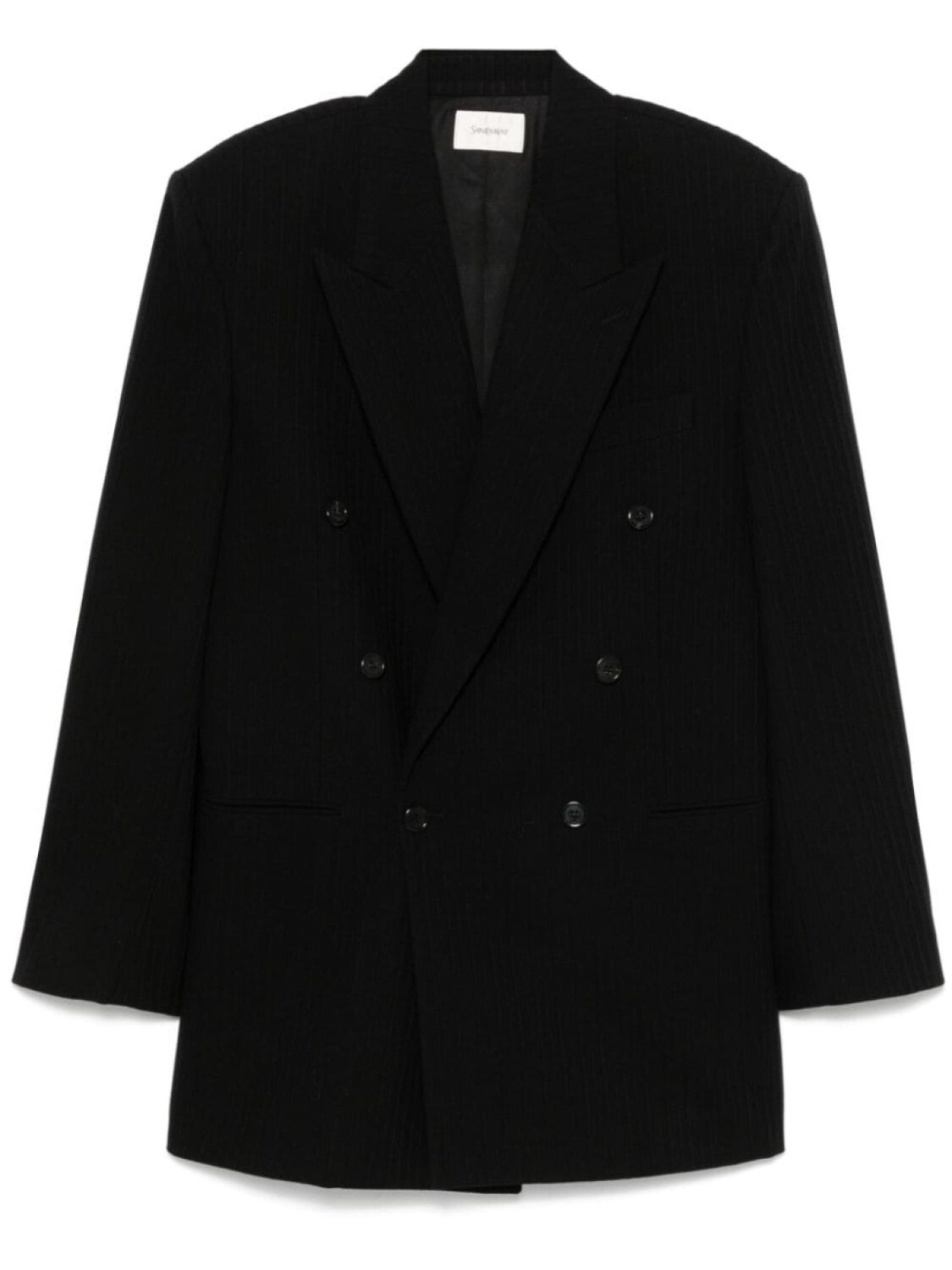 

Полосатый фланелевый блейзер Saint Laurent, черный