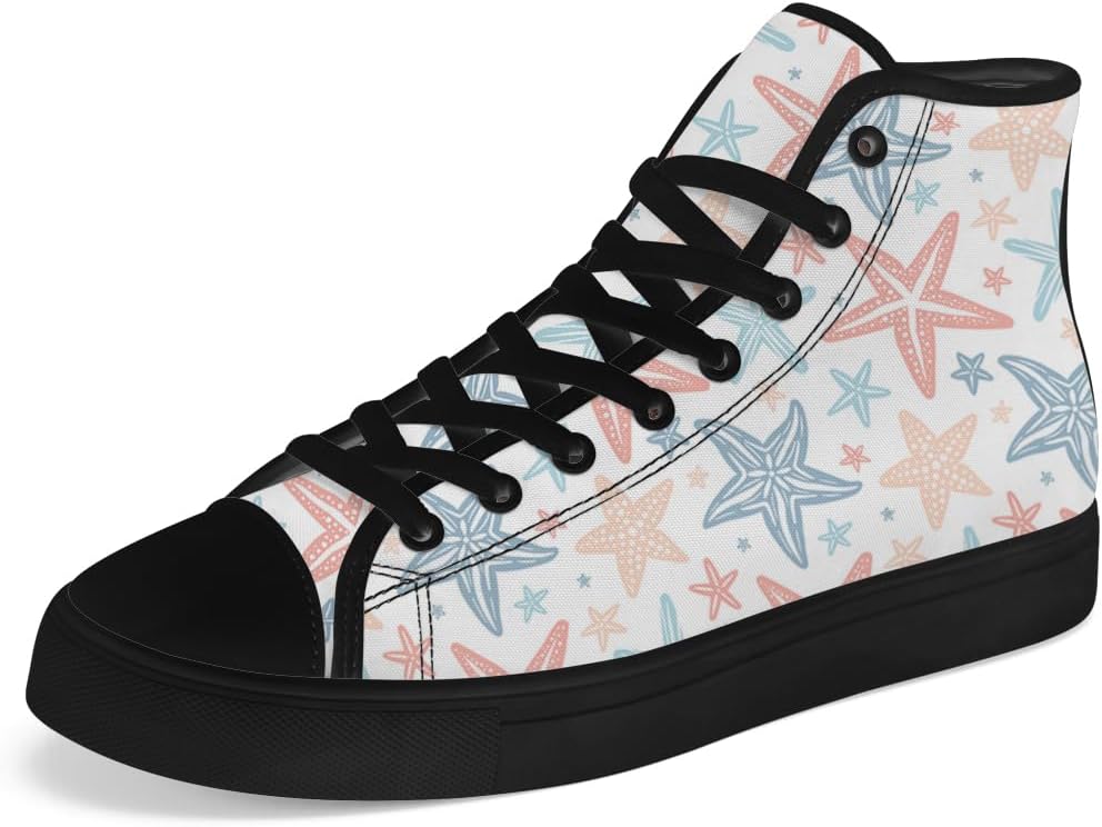 

Кеды Chebing для мужчин и женщин с морской звездой на высоком верхе, хлопковые кроссовки на шнуровке, повседневная обувь, белый
