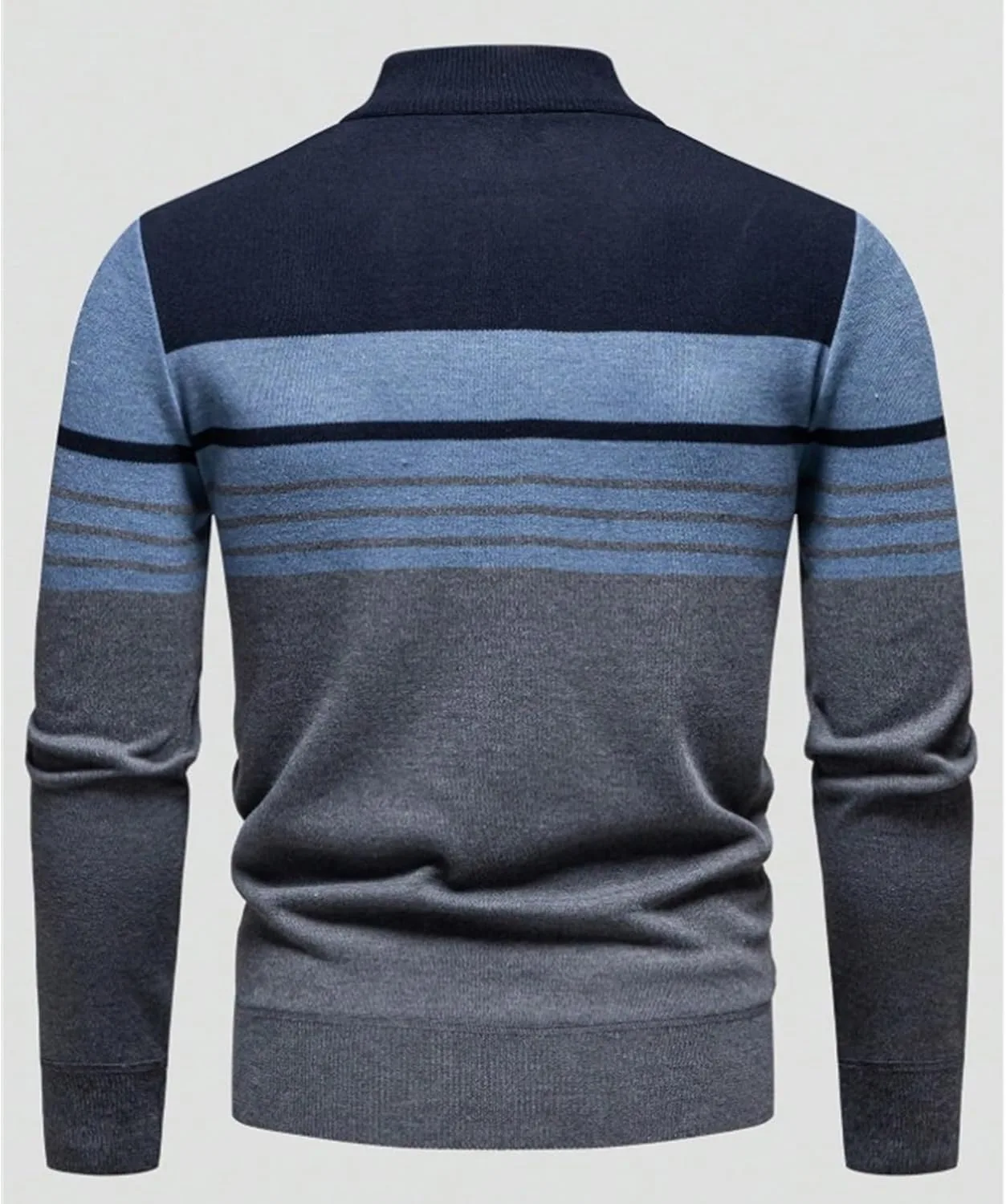 Мужской поло-свитер с полосками и четвертью молнии slim fit — фото 3