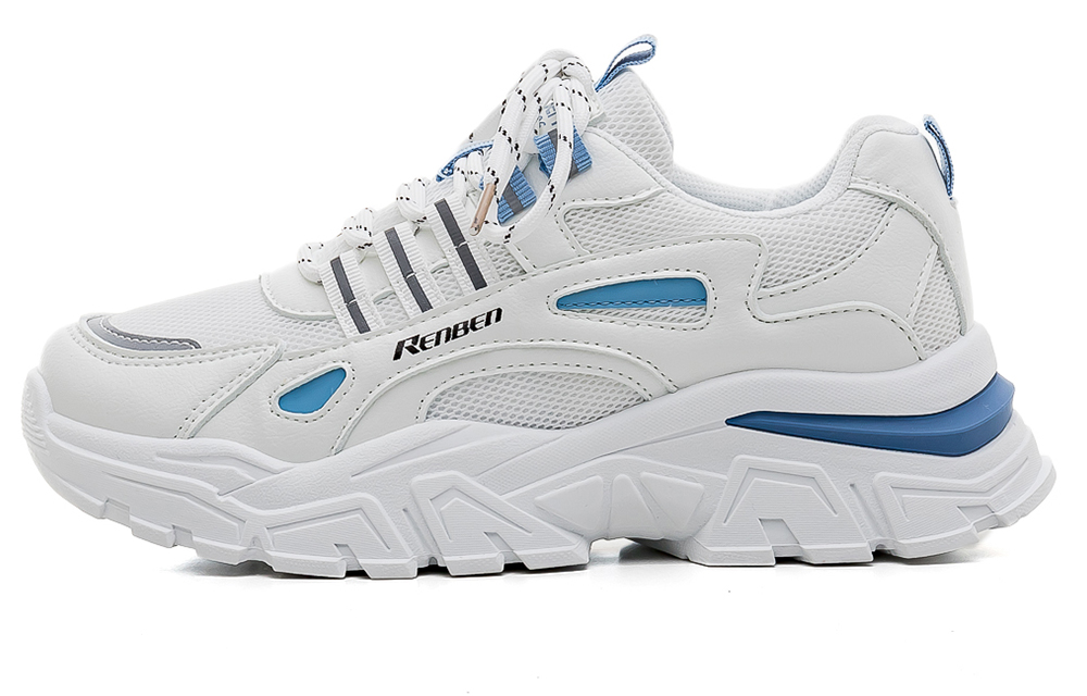 

Износостойкие дышащие утепленные низкие массивные кроссовки RENBEN мужские белые