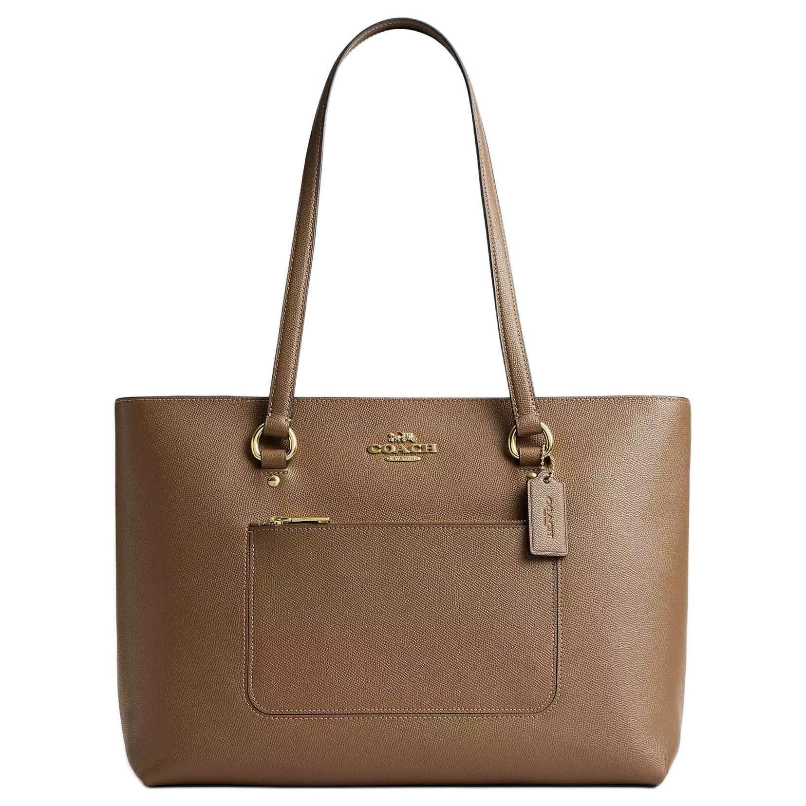 

COACH Сумка-тоут Station Leather, шоппер, большая женская сумка через плечо темно-каменного цвета