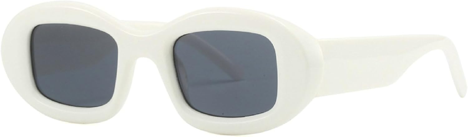 

Овальные солнцезащитные очки для женщин, конфетные оттенки, защита от ультрафиолета UV400, ретро-стиль, модные мужские солнцезащитные очки, стильные, забавные, в стиле 90-х, квадратные солнцезащитные очки mincl, White