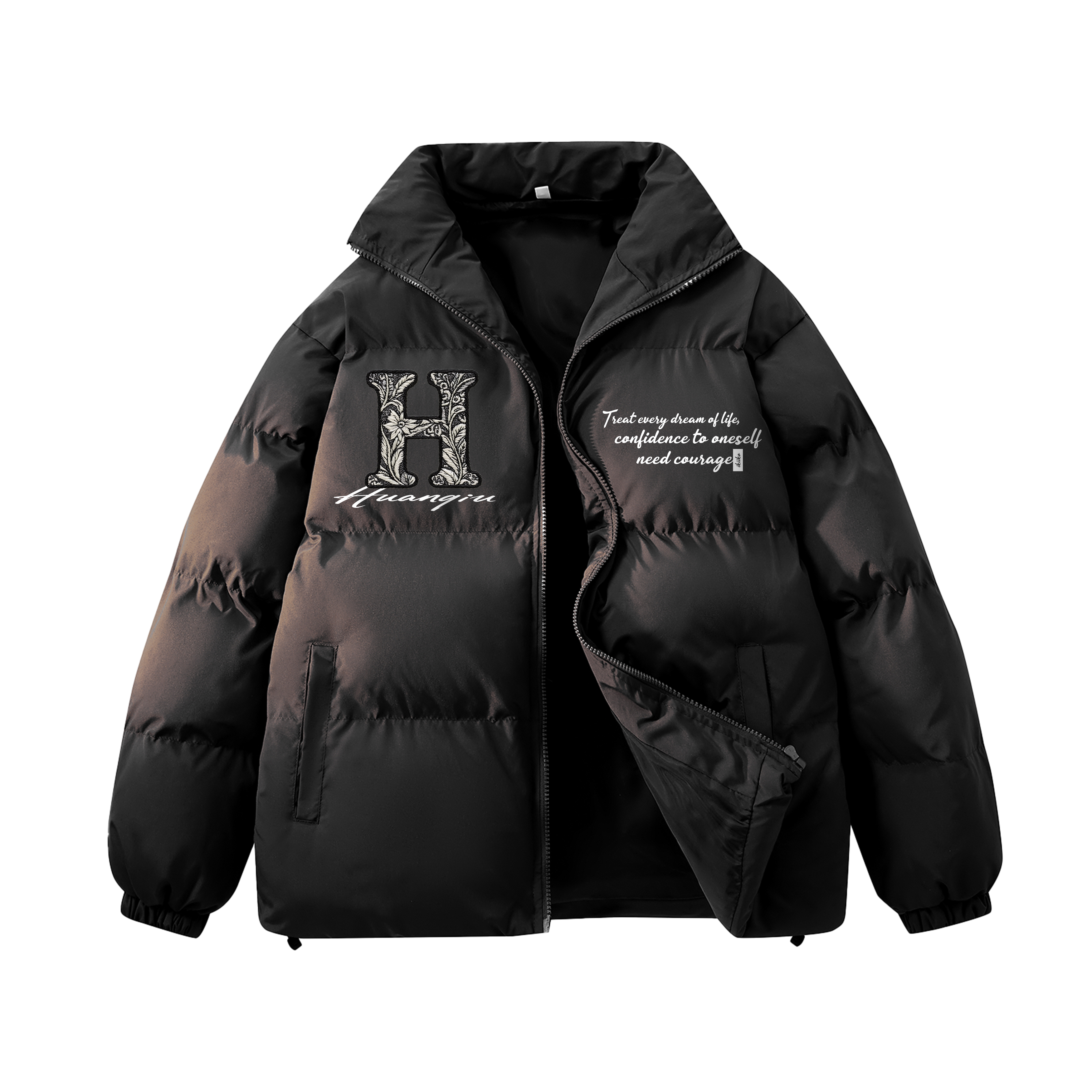 

Пуховик Unisex Stand Collar утепленный стеганый HUANQIU, черный