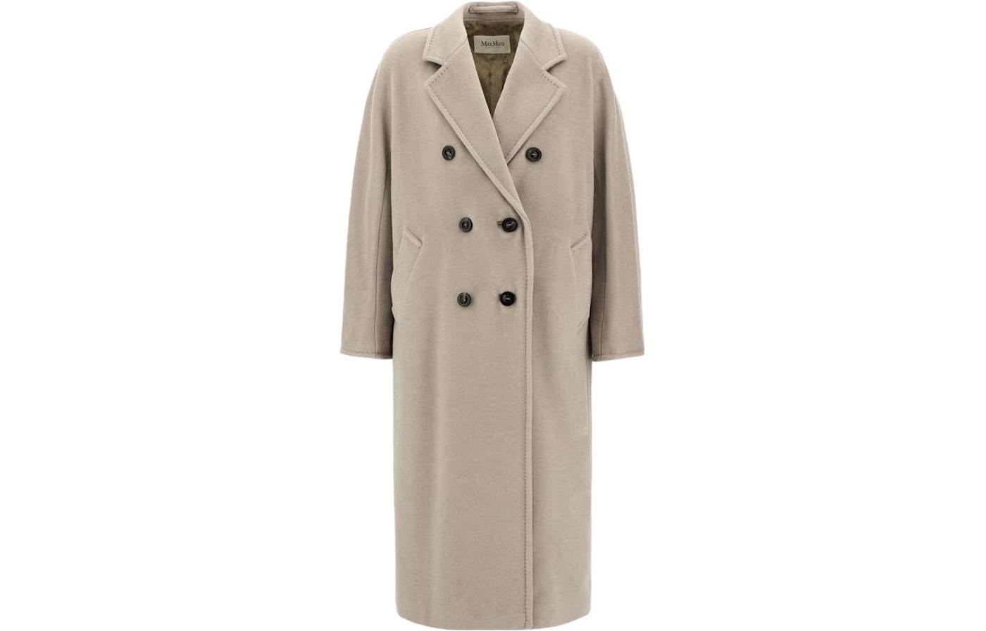 

Двубортное шерстяное пальто MaxMara, светло-бежевое, Бежевый, Двубортное шерстяное пальто MaxMara, светло-бежевое