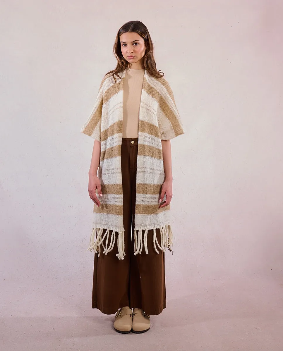 

Женское длинное пончо в полоску Molly Bracken, бежевый/белый