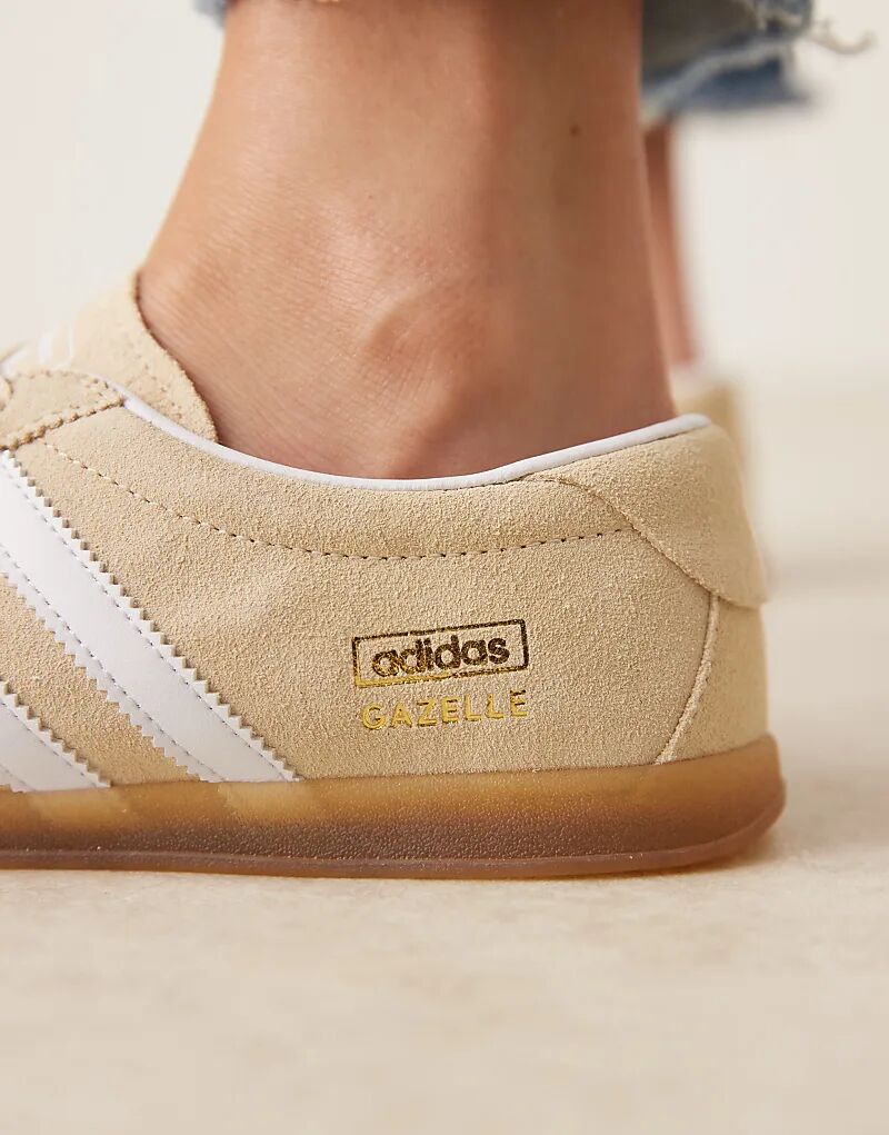 Кроссовки Adidas Originals Gazelle Lo Pro бежевого и белого цветов — фото 4