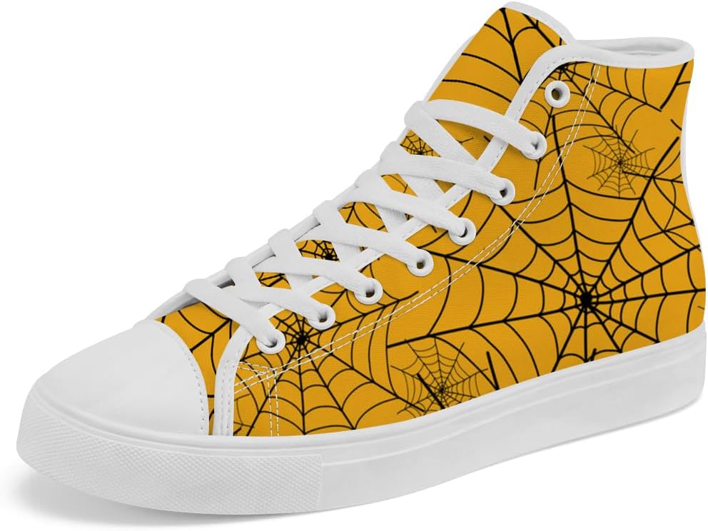 

Женские и мужские высокие кеды из холста с паутинкой, высокие кроссовки на шнуровке, повседневная обувь Chebing, оранжевый