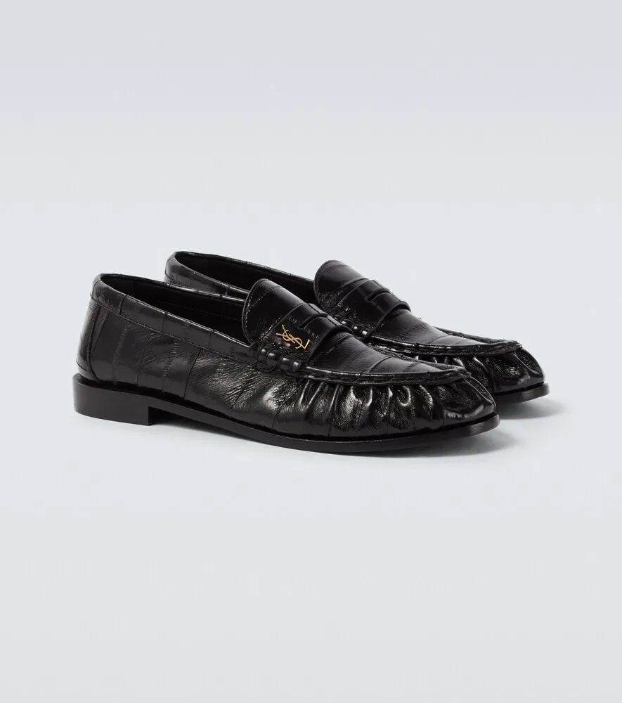 Лоферы Le Loafer из кожи угря Saint Laurent, черный