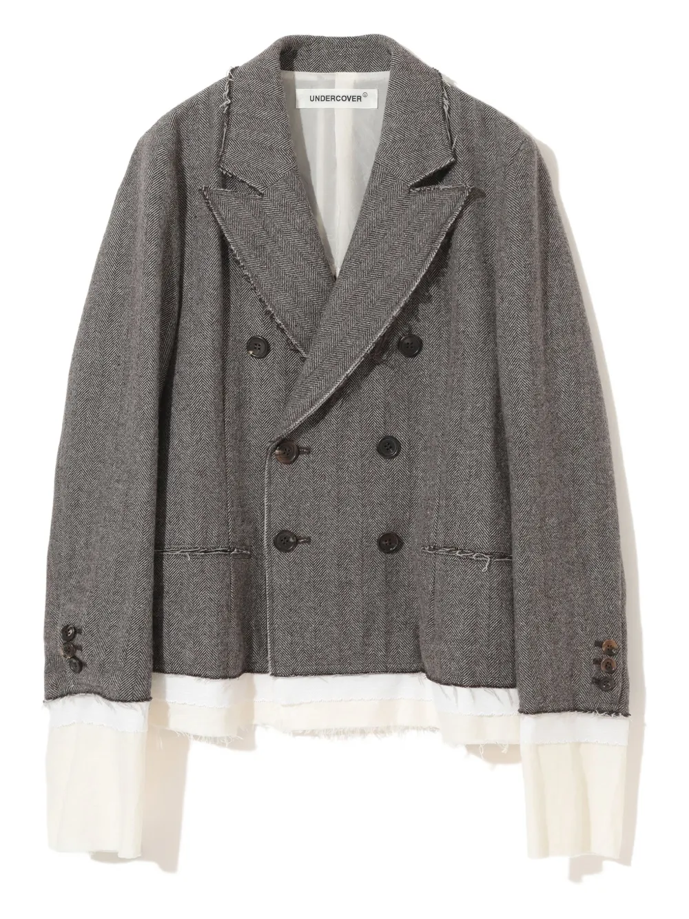 

Блейзер из елочки с необработанными краями Undercover, коричневый