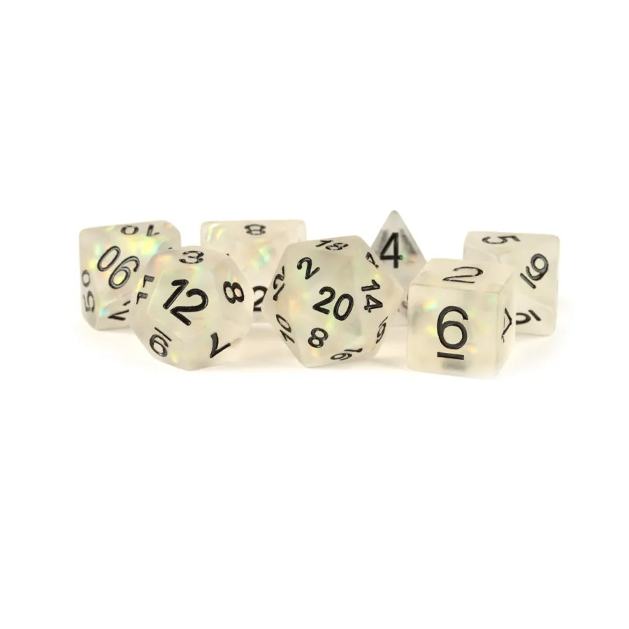 

Poly Set Прозрачный с черным (7), Resin Dice - Icy Opal