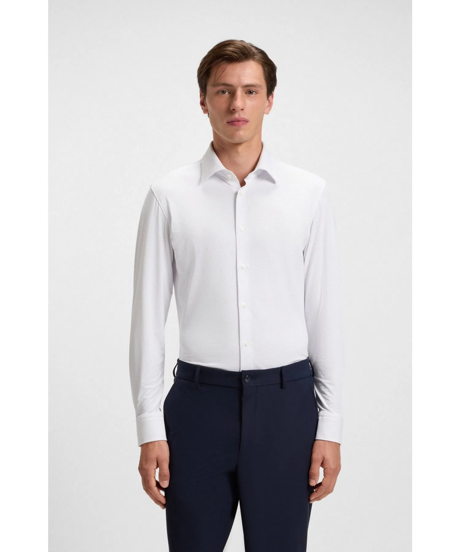 Мужская рубашка BOSS Slim Fit из текстурированного нейлона белая