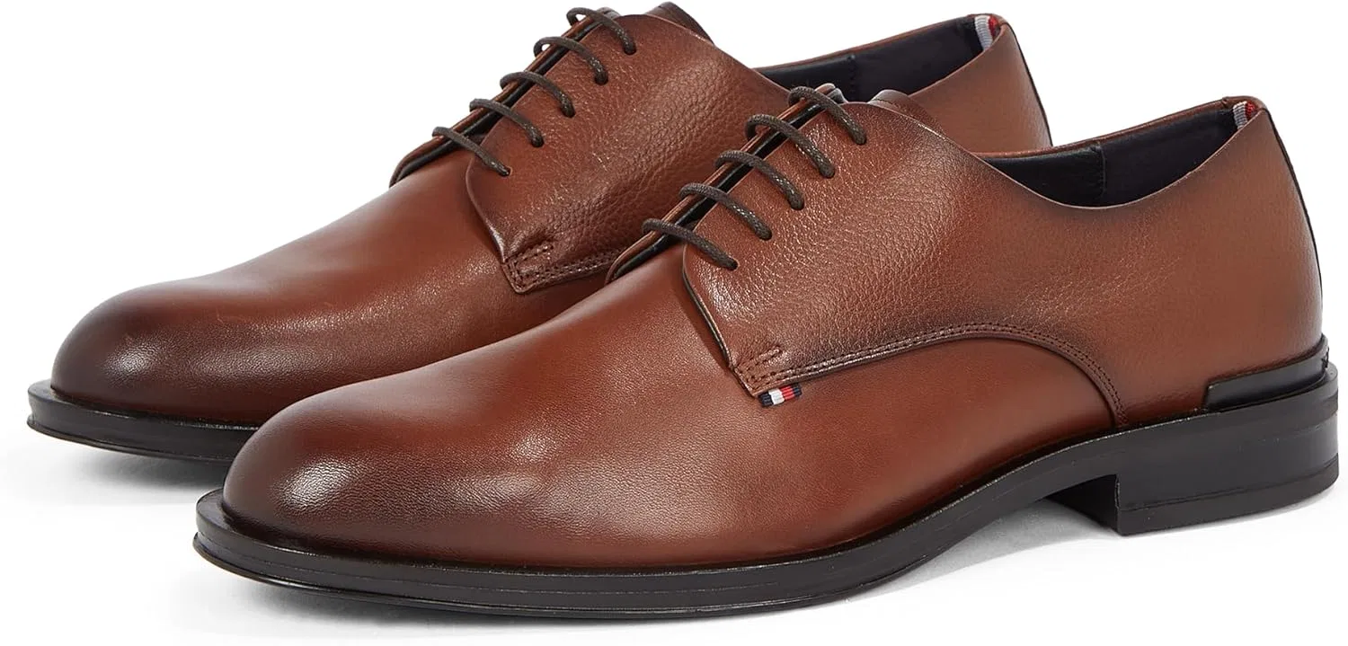 Мужские туфли-дерби Tommy Hilfiger Core из кожи, коричневый — фото 4