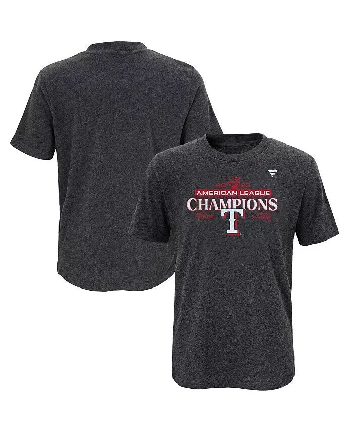 

Футболка Big Boys Heather Charcoal Texas Rangers 2023 American League Champions для раздевалки Fanatics