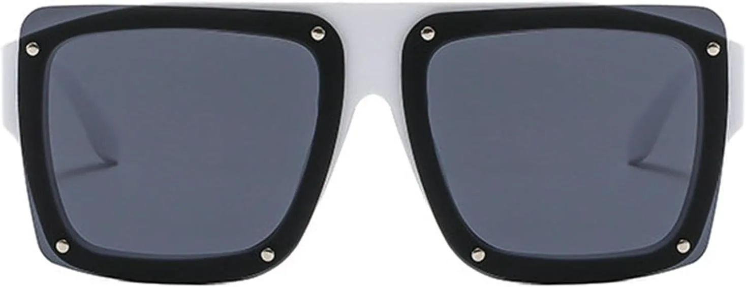 

Willochra Fashion Square Женские солнцезащитные очки с градиентным покрытием UV400 Винтажные дизайнерские мужские солнцезащитные очки с заклепками в стиле панк, White