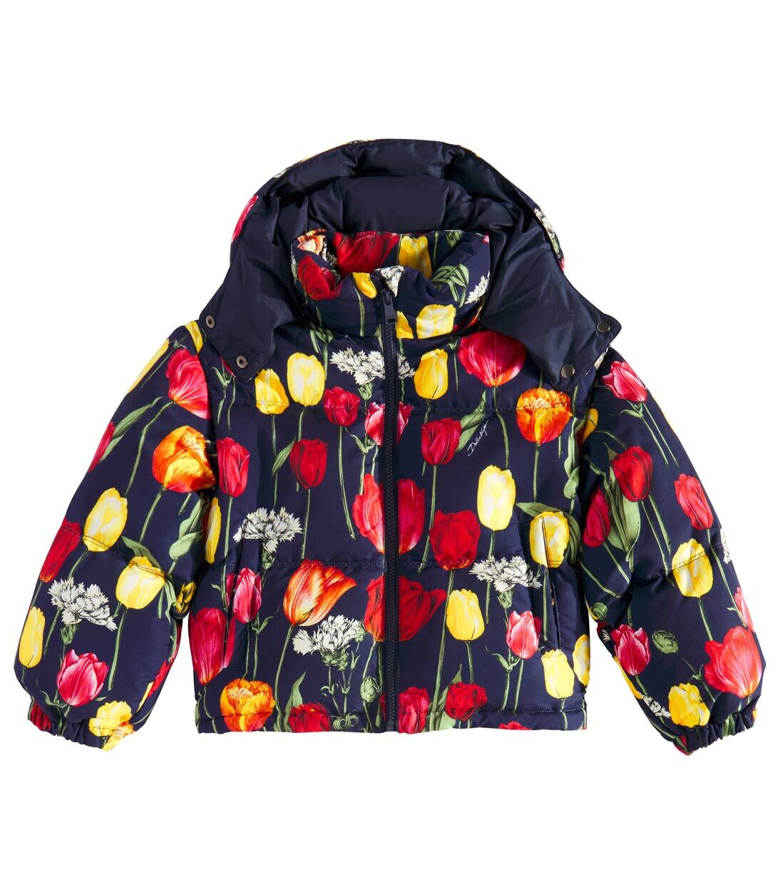 

Пуховик с цветочным принтом Dolce&Gabbana Kids, цвет tulipano fdo. blu scu