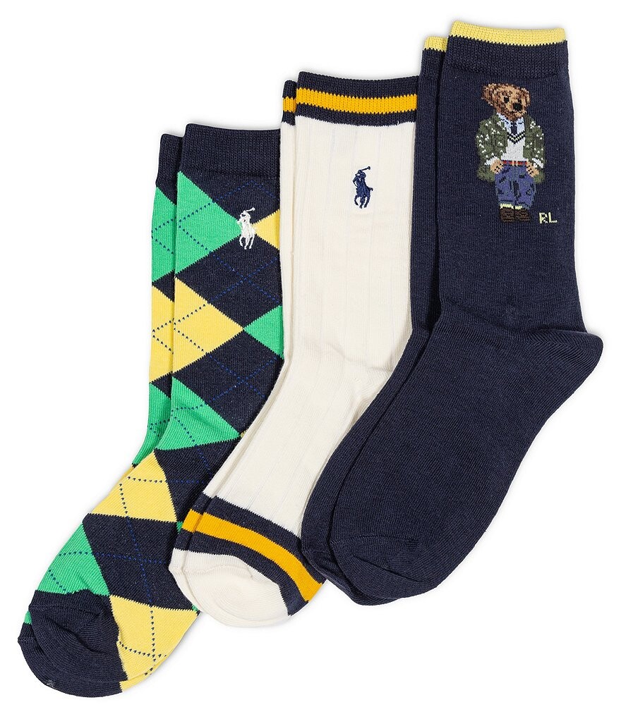 

Носки Polo Ralph Lauren Little/Big Boys 2T-11 American In Paris Bear Paris, 3 пары носков, синий
