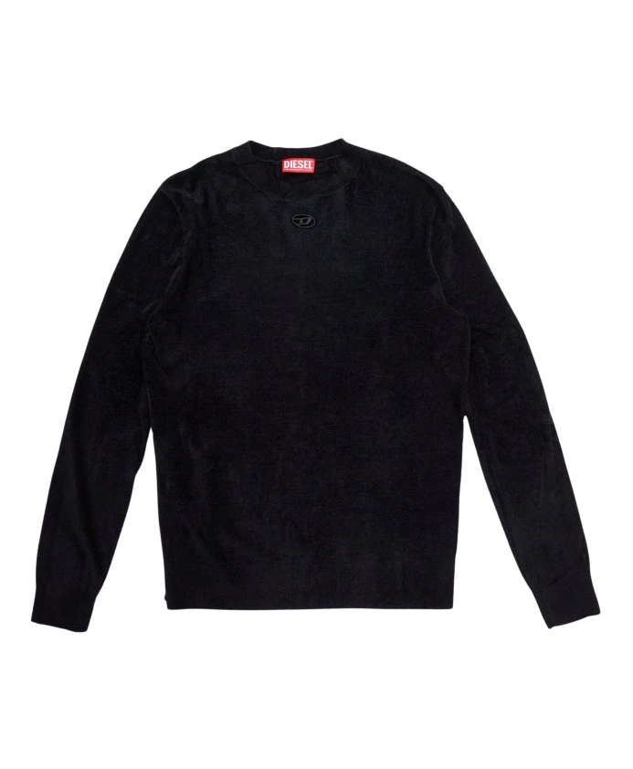 

Черный пуловер с овальным вырезом и буквой D Diesel, черный