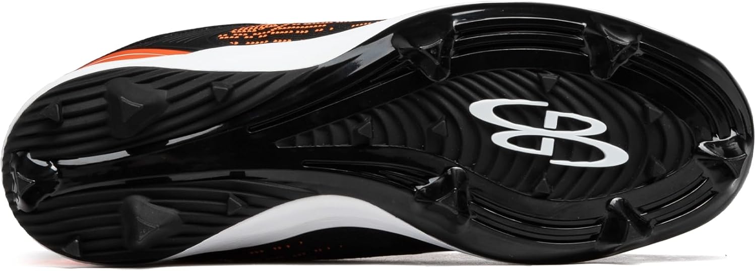 Мужские бутсы Boombah Viper Pureknit с литой подошвой - Status - Разные цвета - Разные размеры, черный/оранжевый — фото 2