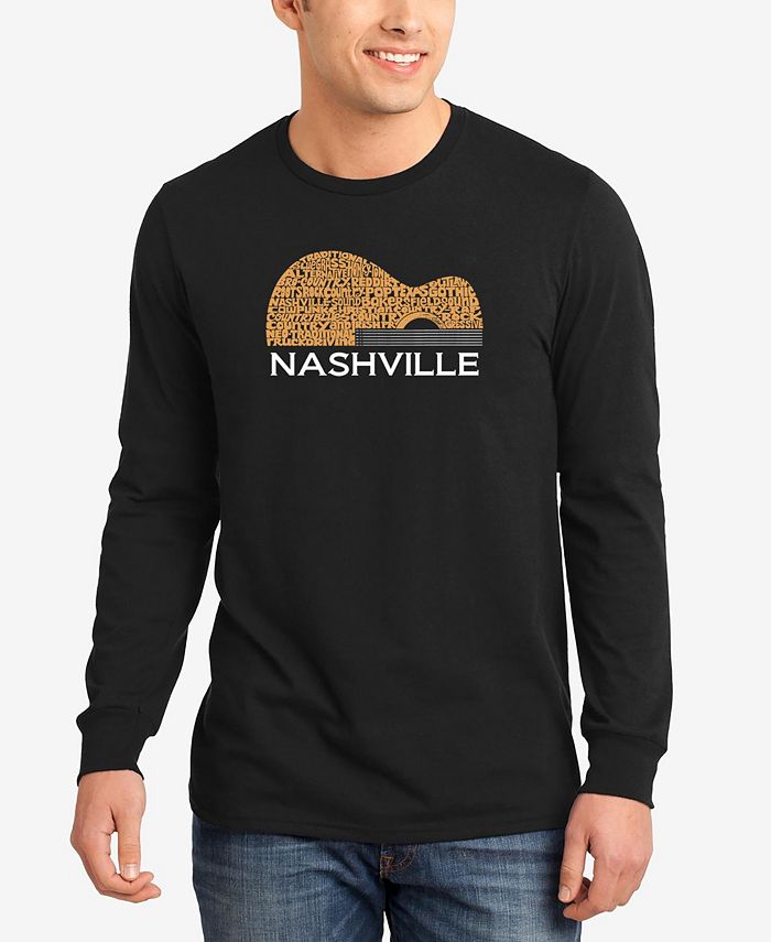 

Мужская футболка с длинным рукавом Nashville Guitar Word Art LA Pop Art, черный