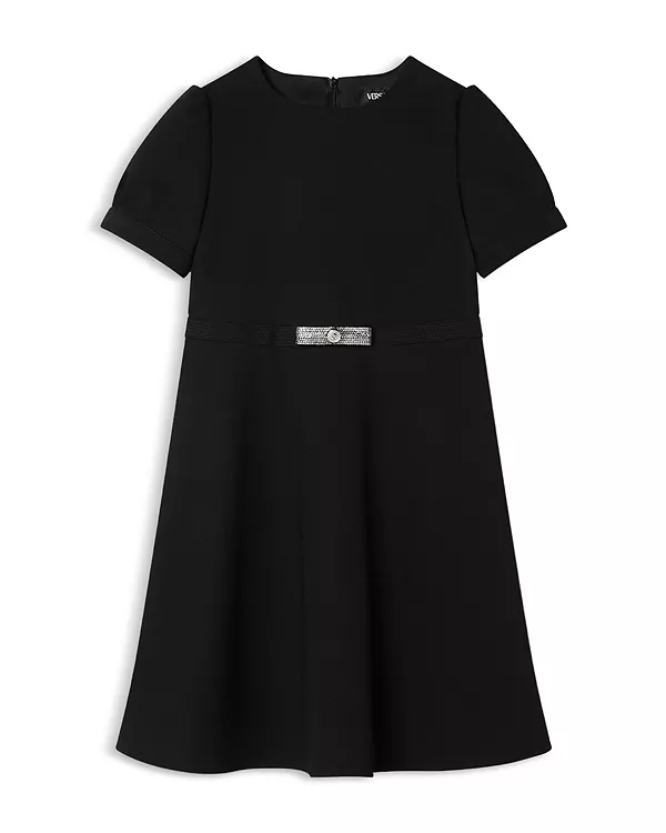 

Детское трикотажное платье Punto Milano с вышивкой из сетки - для малышек и девочек постарше. Versace, черный