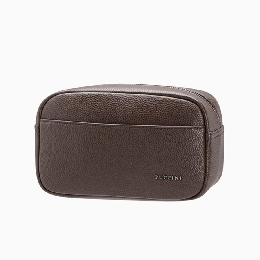 

Мужская дорожная косметичка вместительная PUCCINI коричневого цвета QML001-2D
