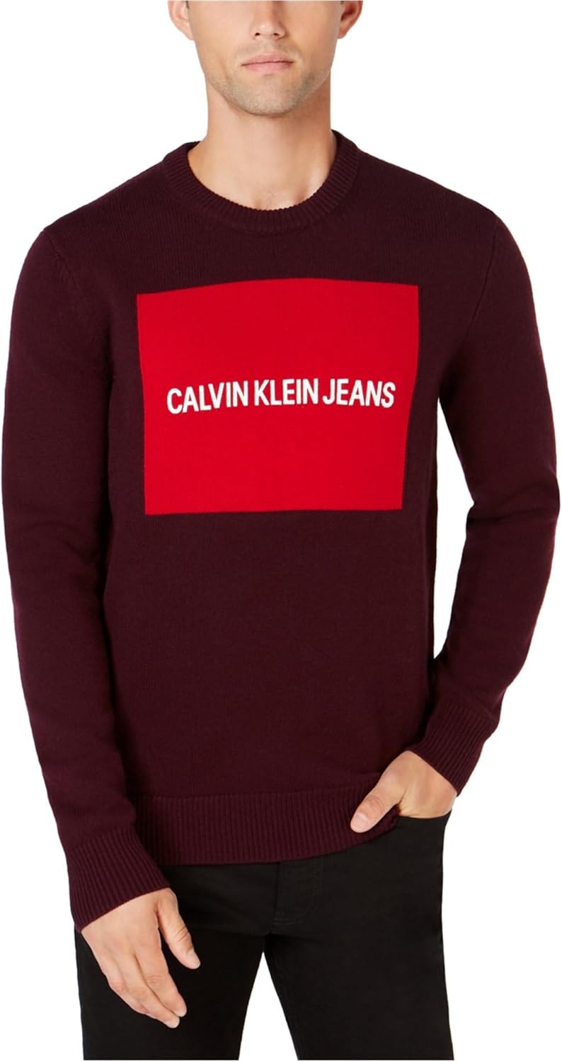 

Мужской свитер с круглым вырезом и логотипом Calvin Klein Jeans, Plum Noir