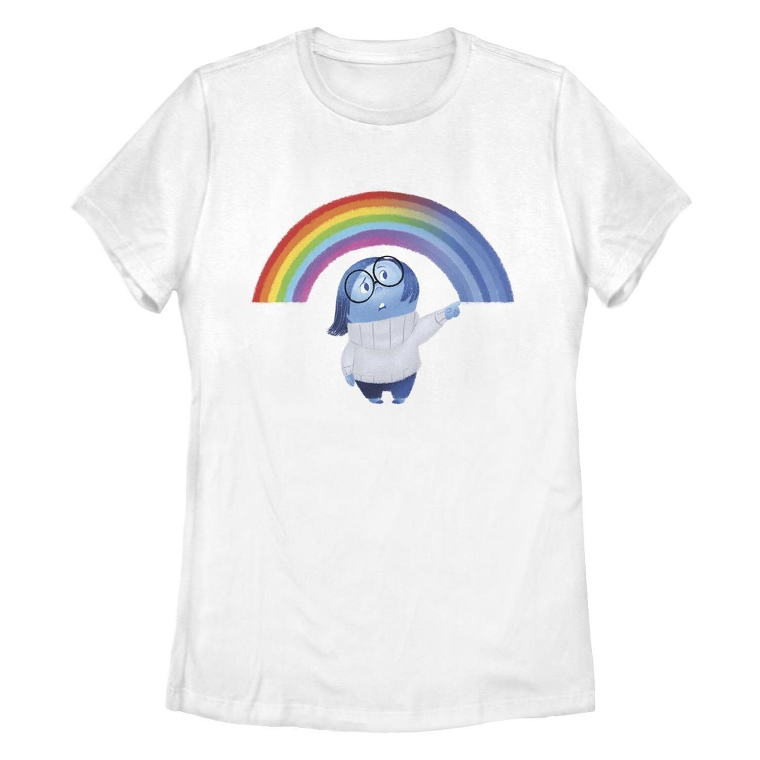 

Футболка Junior's Disney/Pixar Inside Out Sadness Rainbow Missy Crew Tee Licensed Character, белый