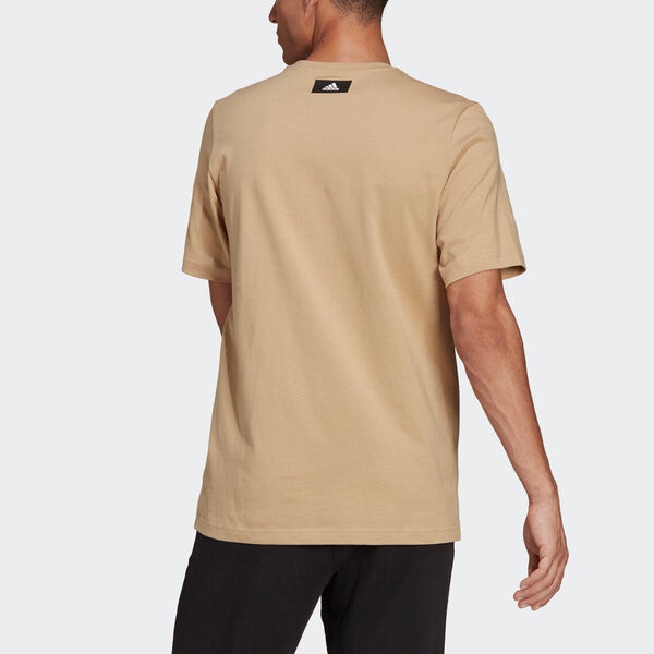 Футболка 3bar logo tee logo printing sports round neck short sleeve khaki Adidas, хаки — фото 3