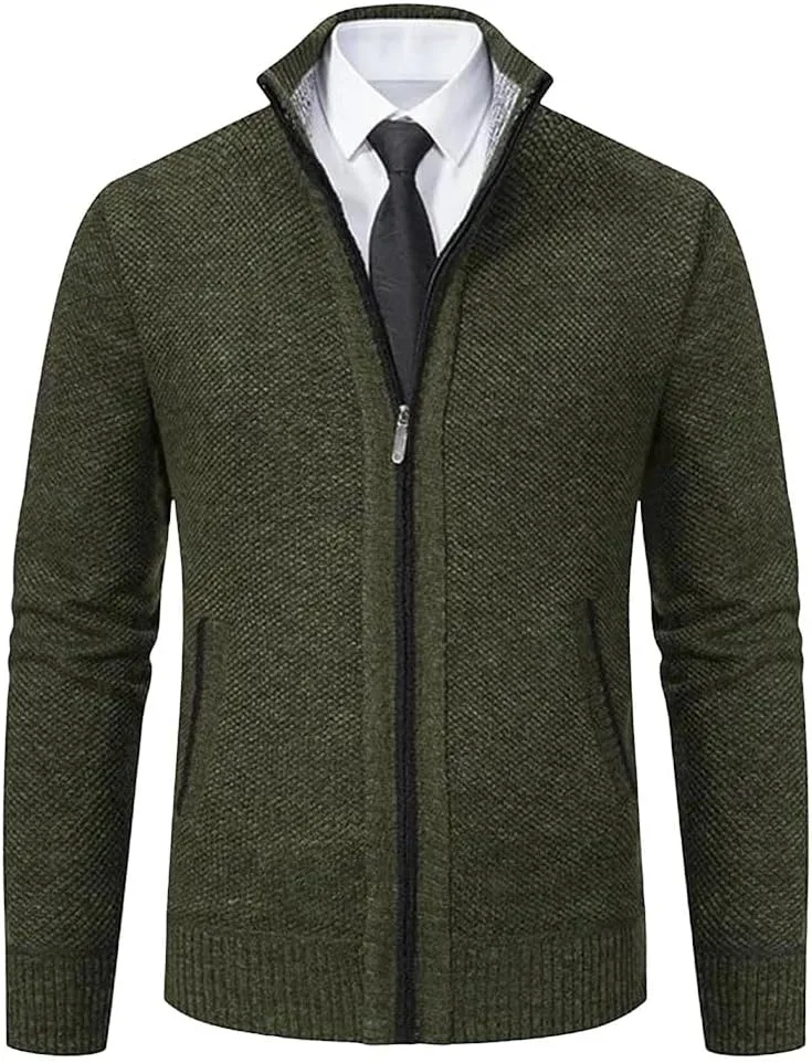 

Мужской теплый кардиган на молнии с флисовой подкладкой