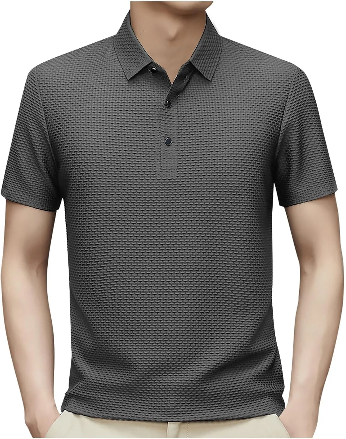 

Мужская футболка-поло с лацканом и пуговицами, летняя, легкая и дышащая