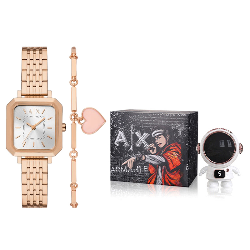 

ARMANI EXCHANGE Часы AE Wrist Watch Quartz Movement Stainless Steel Strap 27mm Silver Dial Women's Watch, Exclusive Gift Box