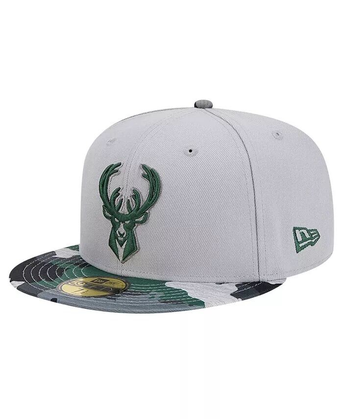 

Мужская серая кепка Milwaukee Bucks Active Color Camo Visor 59fifty Fitted New Era