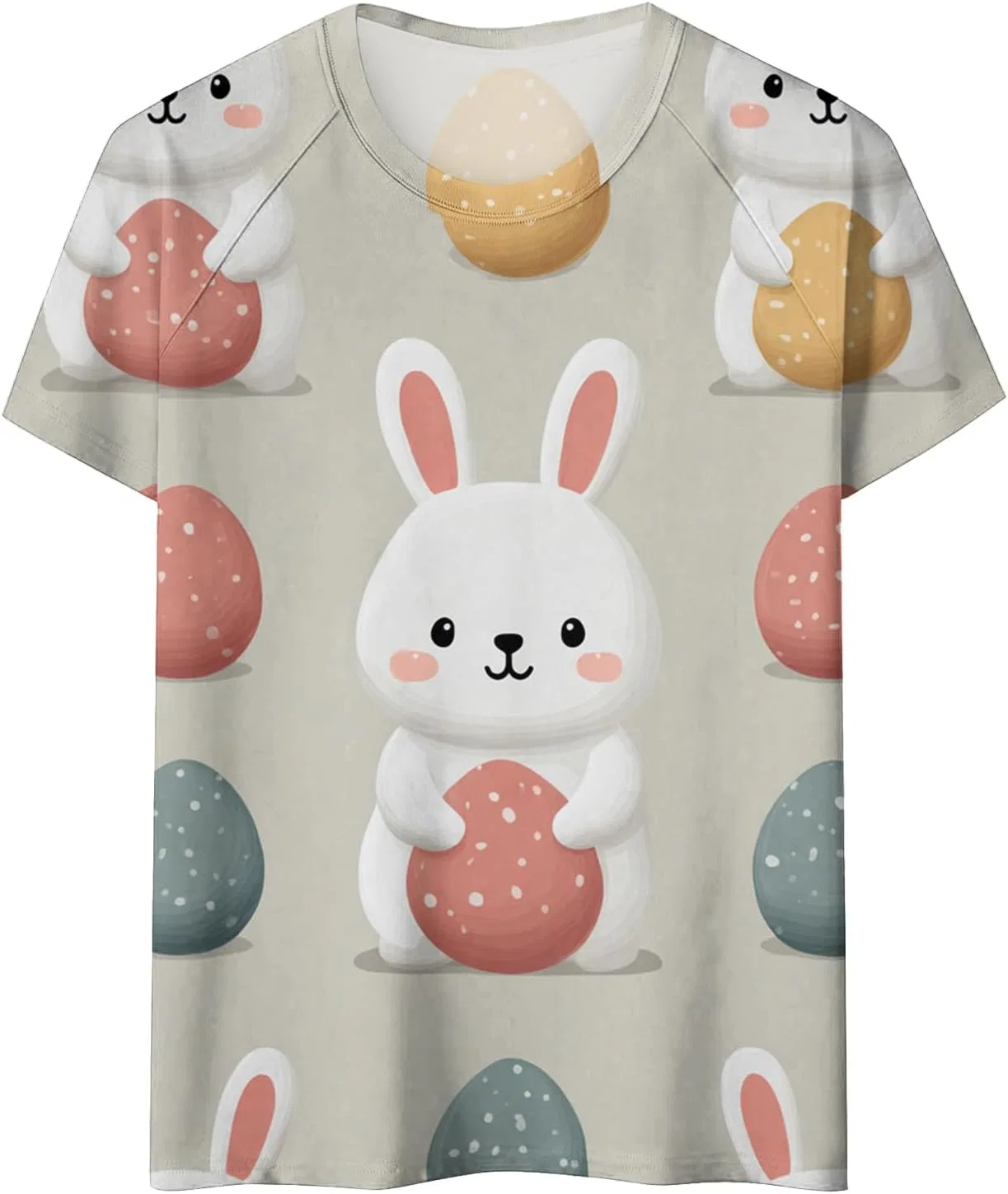 Женская блуза с коротким рукавом, Easter принт, бренд не указан, 2-beige — фото 3