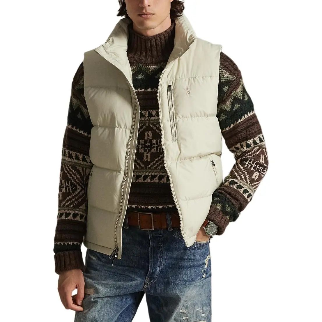Пуховый жилет мужской Polo Ralph Lauren, original sand желтый — фото 4