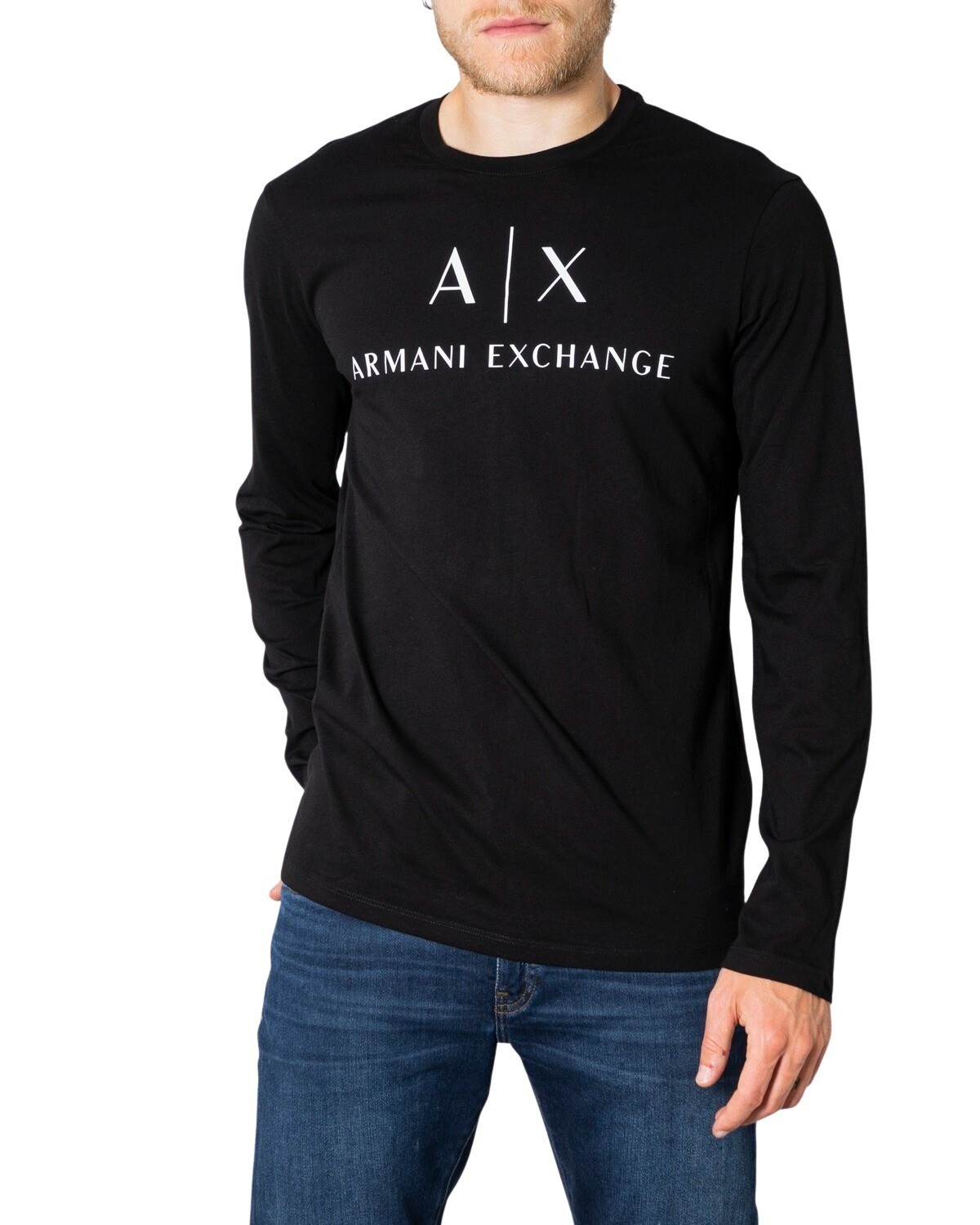 

Лонгслив мужской Armani Exchange с фирменным принтом, черный