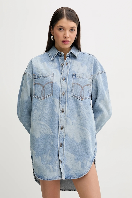 

Джинсовое платье-рубашка Angel Print Denim Shirt Dress Fiorucci, синий