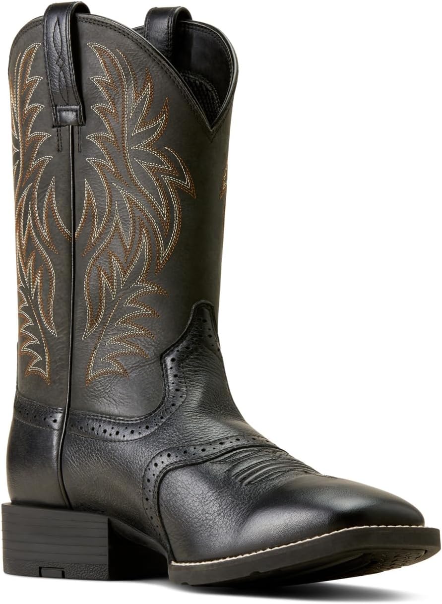 Мужские сапоги Ariat Arena Rebound Western с широким квадратным носком из кожи, черный — фото 3
