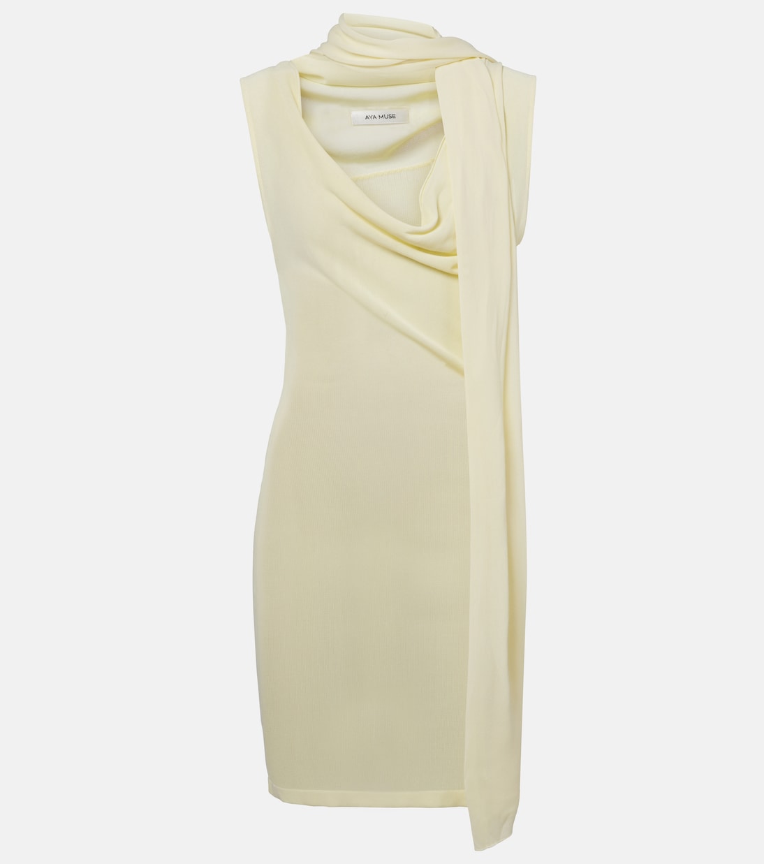 

Мини-платье с драпировкой и шарфом Aya Muse, Butter Yellow