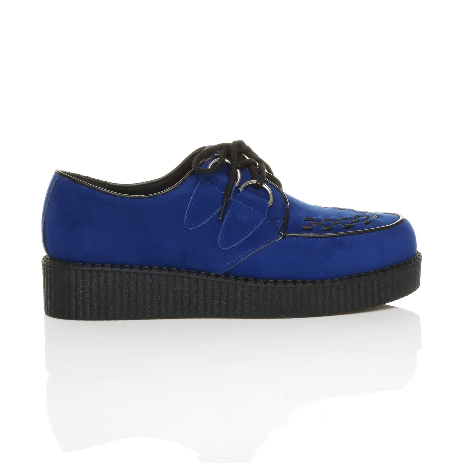 Туфли Teddy Boy на низкой танкетке Creepers из искусственной замши на шнуровке AJVANI, синий — фото 2