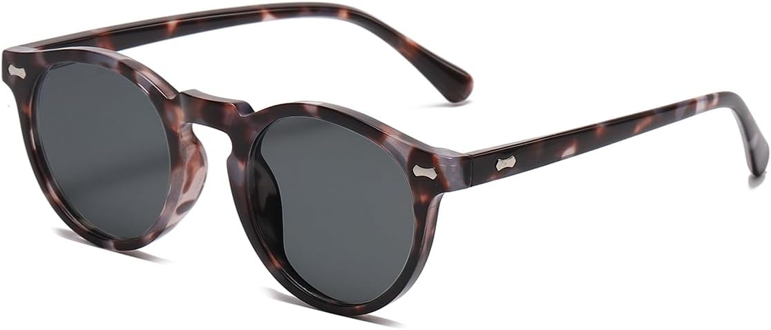 

Солнцезащитные очки Gleyemor Vintage Polarized для мужчин, круглые, с защитой UV400, в ретро-стиле, с оправой из ацетата ручной работы, 052 Grey Tortoise Frame/Grey Lens