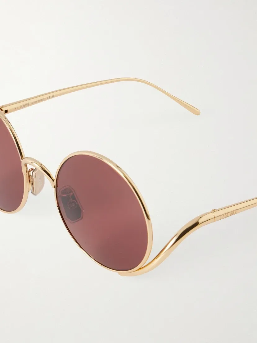 Солнцезащитные очки с круглой оправой золотистого цвета LOEWE EYEWEAR, золотой — фото 4