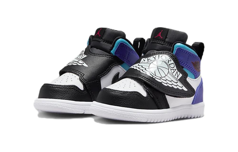 Детские кроссовки Jordan Air 1 Sky с амортизацией, износостойкие, высокие, черно-белые — фото 4