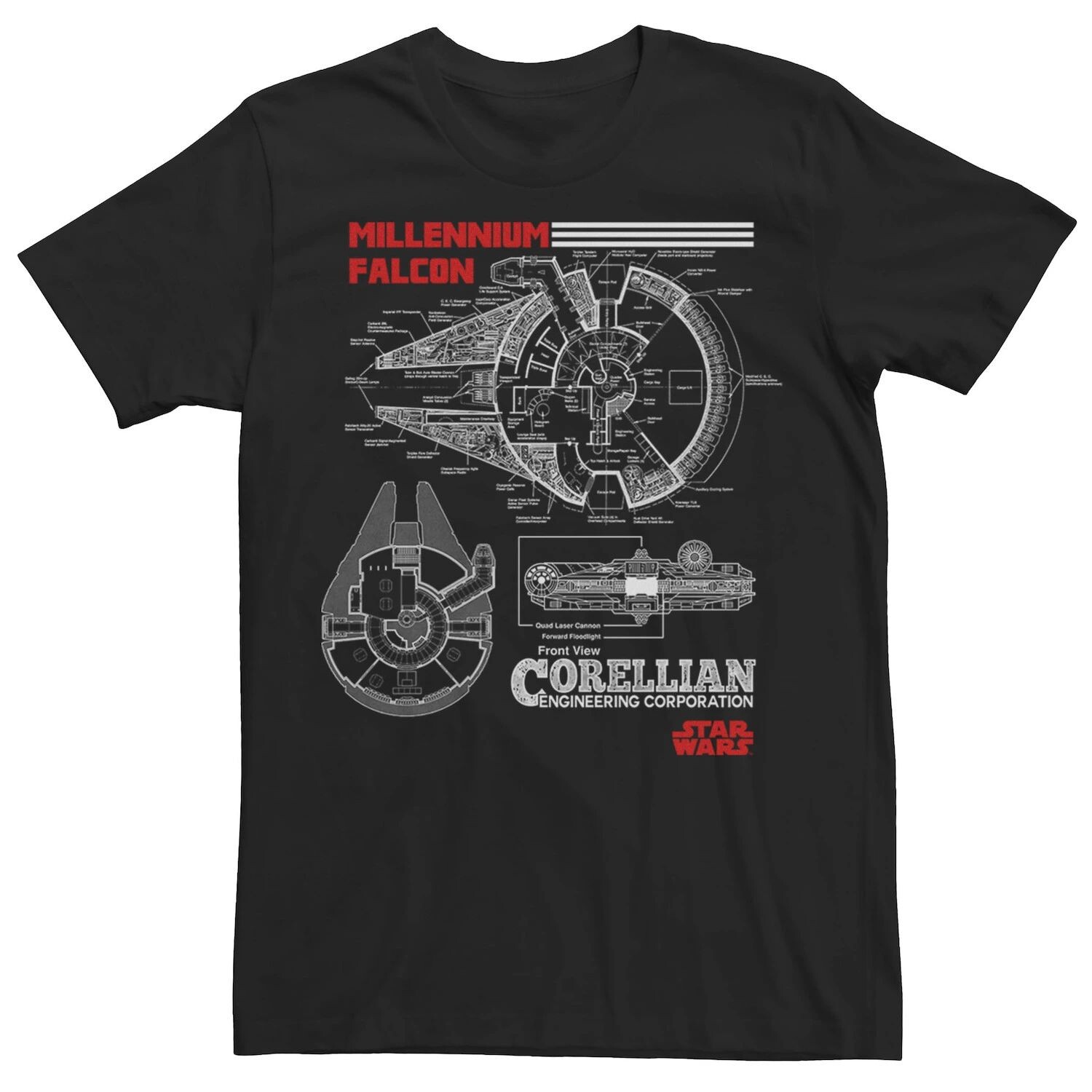 

Мужская футболка Millennium Falcon Blueprint Star Wars