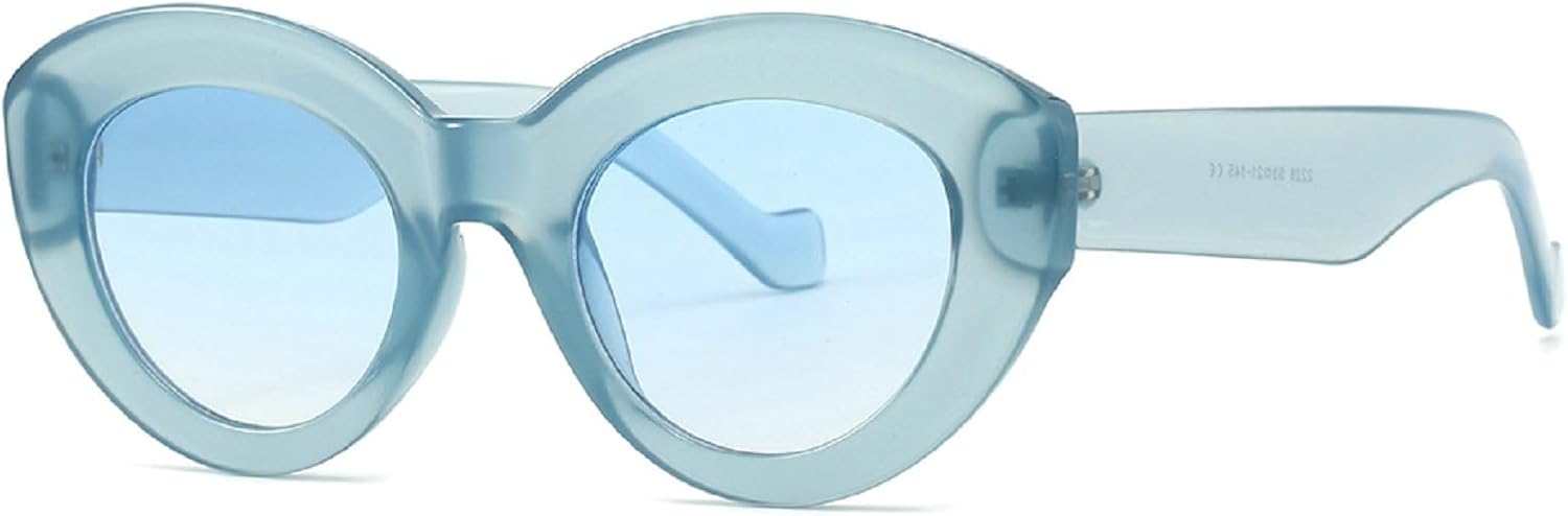 

Популярные модные женские солнцезащитные очки «кошачий глаз» большого размера, ретро-очки в толстой оправе с защитой от УФ-излучения UV400, мужские овальные солнцезащитные очки mincl, Blue