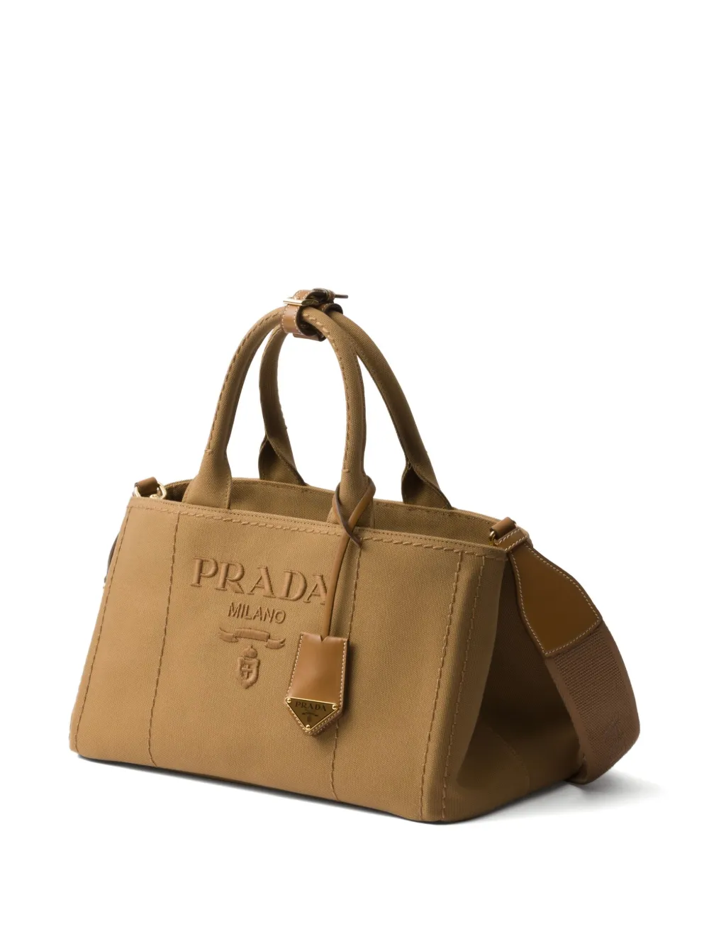 Большая сумка-тоут из канваса Prada, коричневый — фото 3