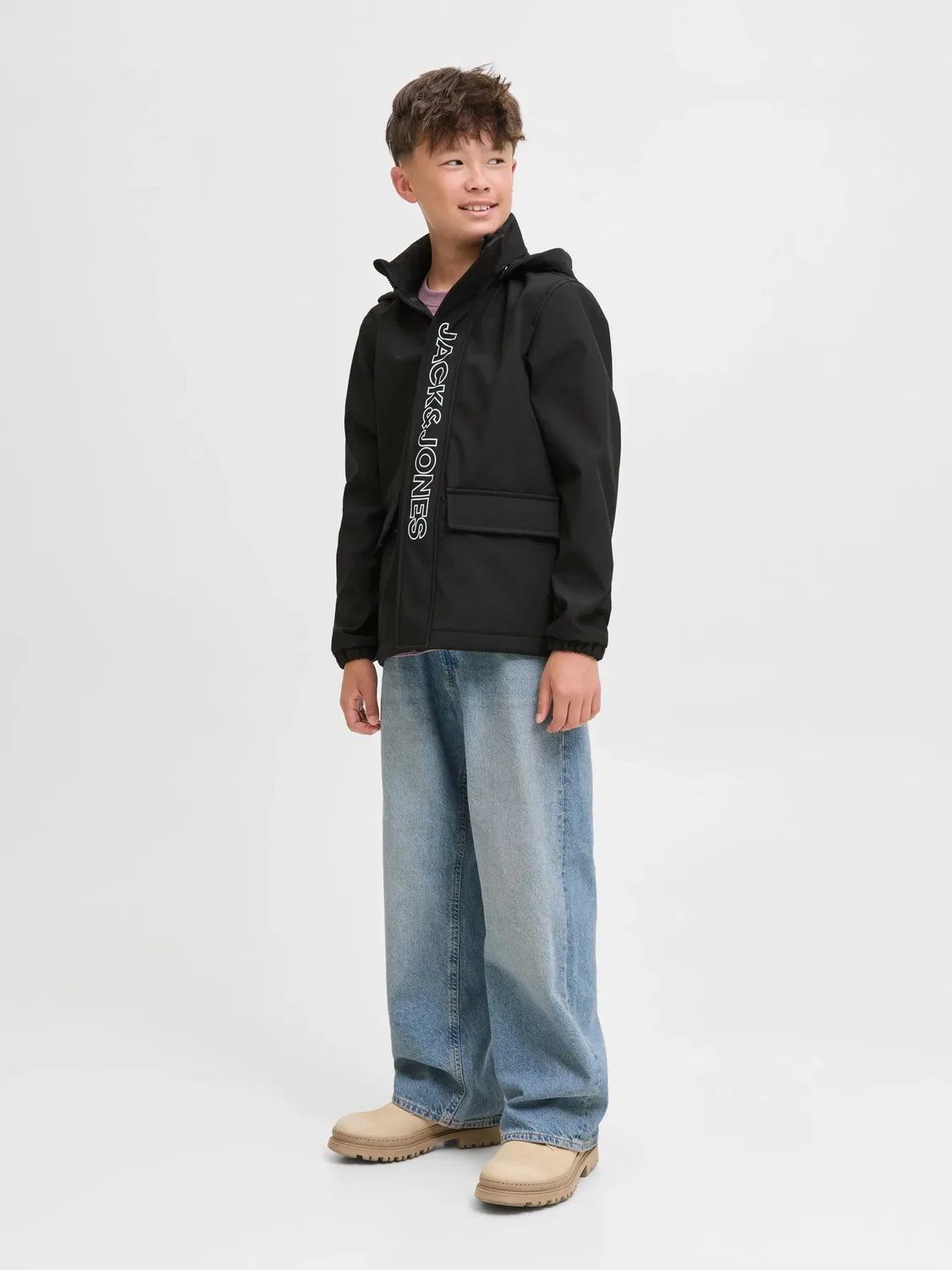 Софтшелл куртка с капюшоном JACK & JONES Junior, черный — фото 4