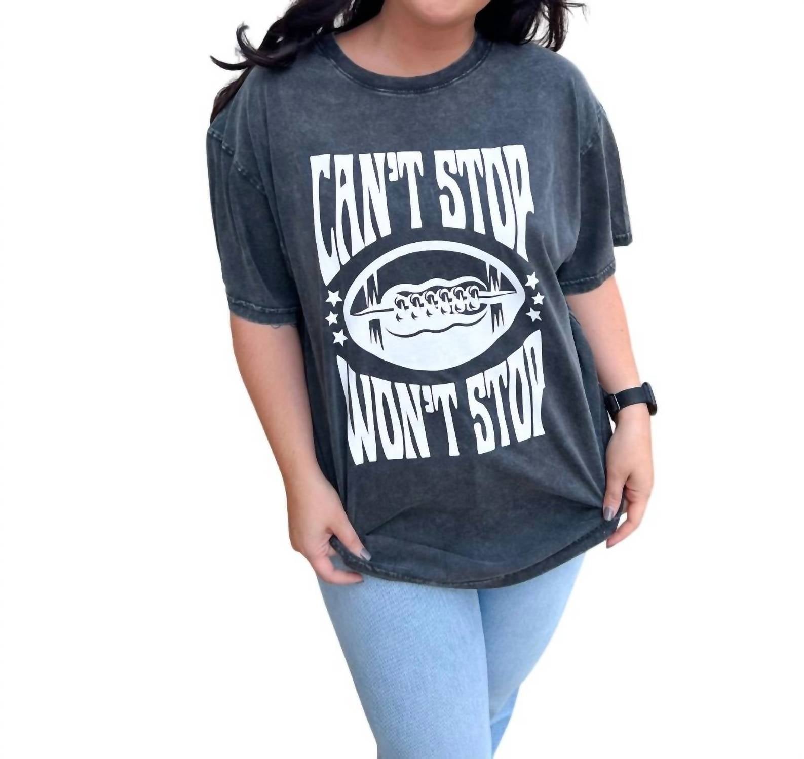 

Футболка Can't Stop Won't Stop Rocker черного цвета FRIDAY + SATURDAY